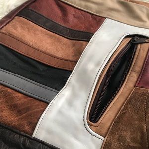 Made In Mexico Genuine Leather Patchwork Shoulder